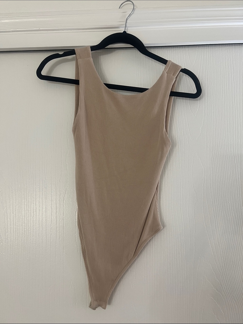 Ribbed Tank Bodysuit in Beige